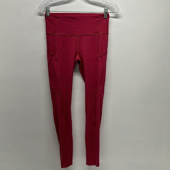 Lululemon Fast Free 7/8 Tight Leggings Pants Star Ruby Pink Reflective Size 6 - Picture 1 of 7